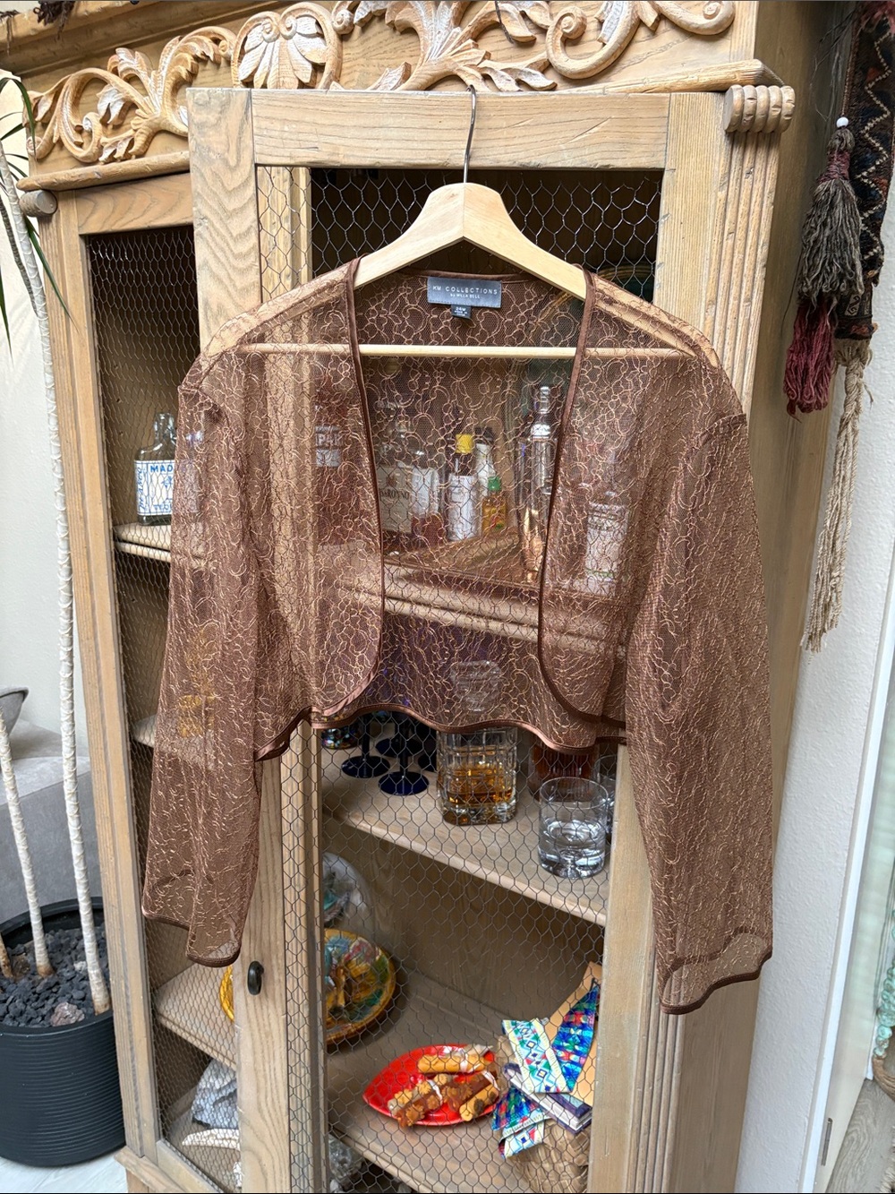 Km Collections by Milla Bell Bronze Lace Shrug